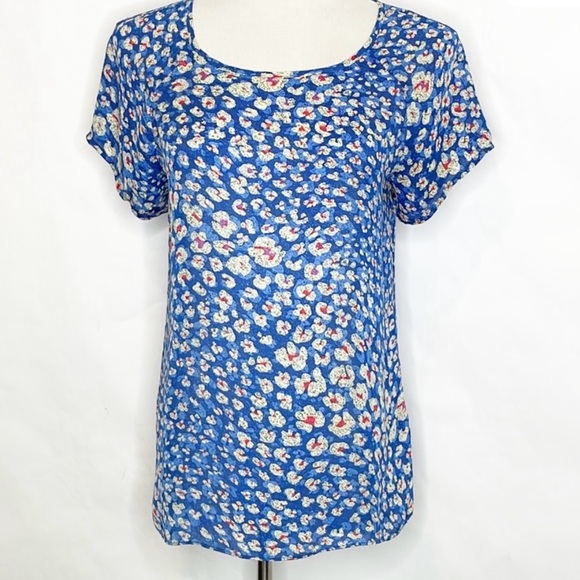 CAbi Blue Crisscross Button Accent Back Top L - Picture 3 of 9